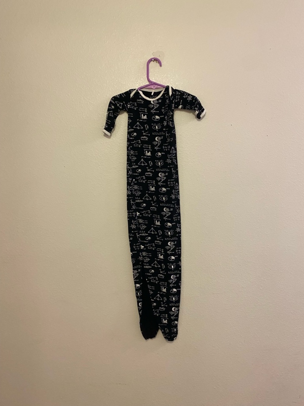 Black Infant bamboo knotted gown White Science Print
